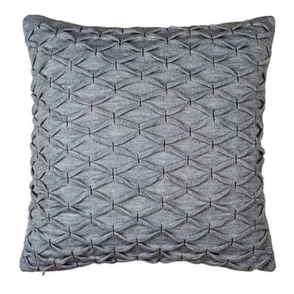 IKEA RIDDARFJARIL Knit Pillow Cover 20”x20” Solid Gray Zipper Ripples Sham